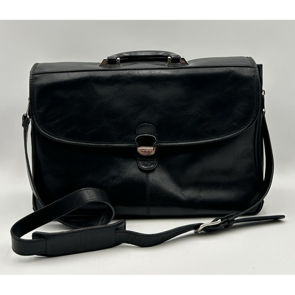 Vintage Wilson's Leather Pelle Studio Black Briefcase Messenger Bag